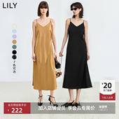 连衣裙 高级感V领吊带裙垂顺光泽感仿醋酸春季 微光裙 LILY法式