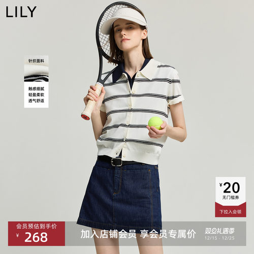 LILY百搭学院风领撞色针织衫