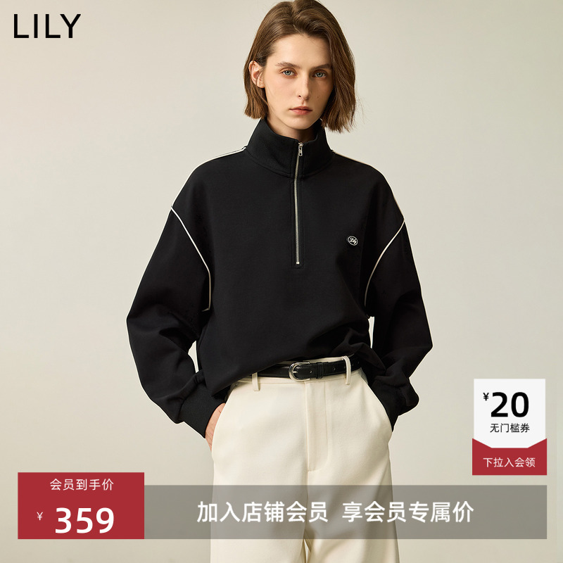 LILY立领百搭拉链复古长袖卫衣