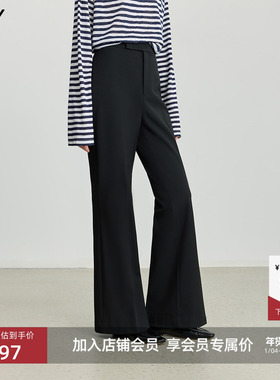LILY2025冬新款女装磨毛黑色喇叭裤显瘦气质通勤神裤微喇休闲裤