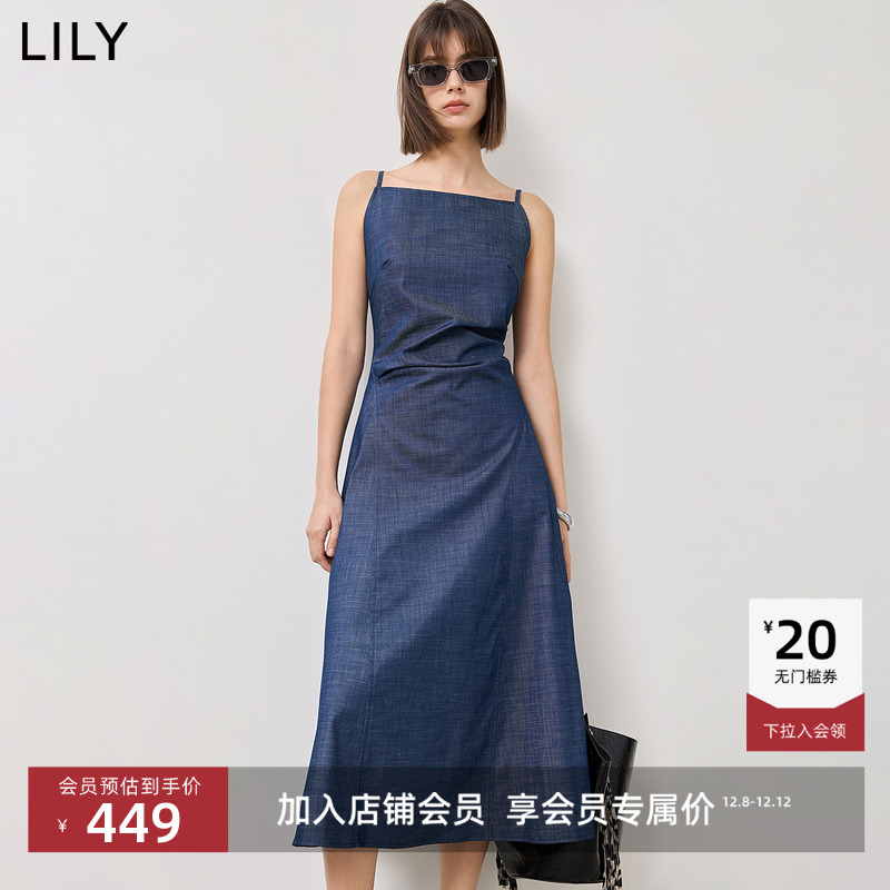 LILY无袖女装复古收腰吊带裙