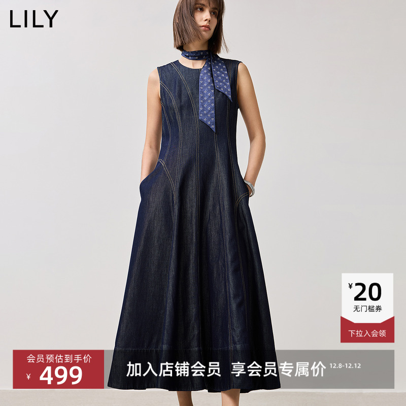 LILY设计感无袖收腰连衣裙