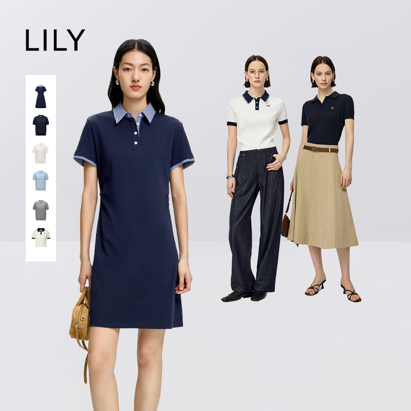 【李佳琦直播间】LILY含莱赛尔亚麻POLO领短袖针织衫/连衣裙