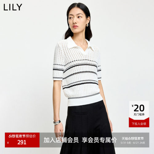 LILY通勤撞色合身女装休闲针织衫