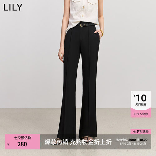 LILY超模小黑裤微喇通勤休闲裤