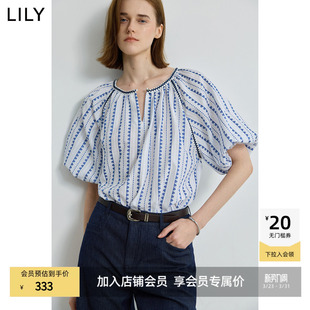 女装 雪纺衫 法式 上衣衬衫 V领提花通勤宽松套头短袖 LILY2026新款