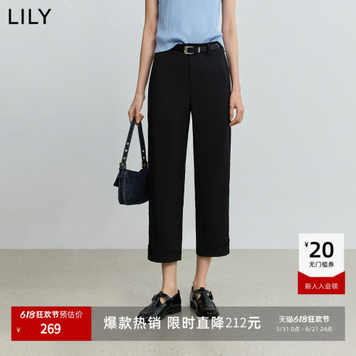LILY通勤休闲百搭烟管直筒裤