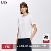 休闲百搭通勤圆领套头正肩奶白色短袖 LILY2026春新款 女装 T恤内搭
