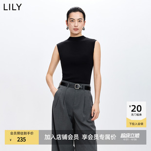背心打底衫 LILY2026春新款 小高领休闲通勤黑色针织衫 修身 女装 经典