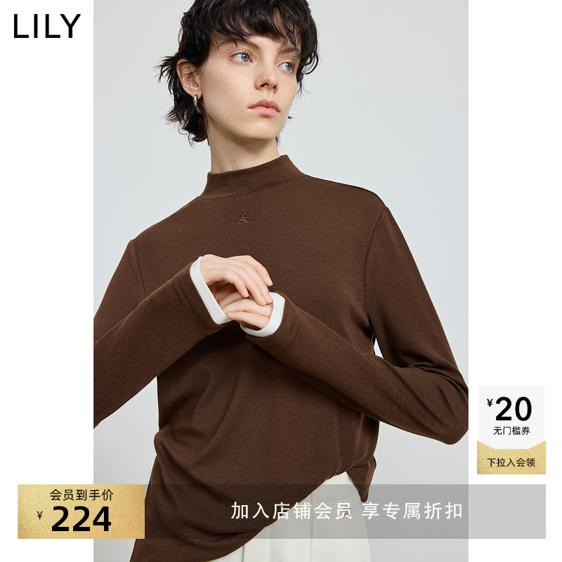 LILY混纺莱赛打底衫套头针织衫