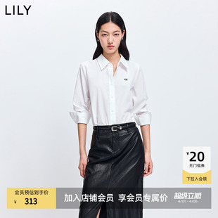 LILY2026春新款 简约翻领正肩微宽松休闲通勤浅色长袖 衬衫 外套 女装