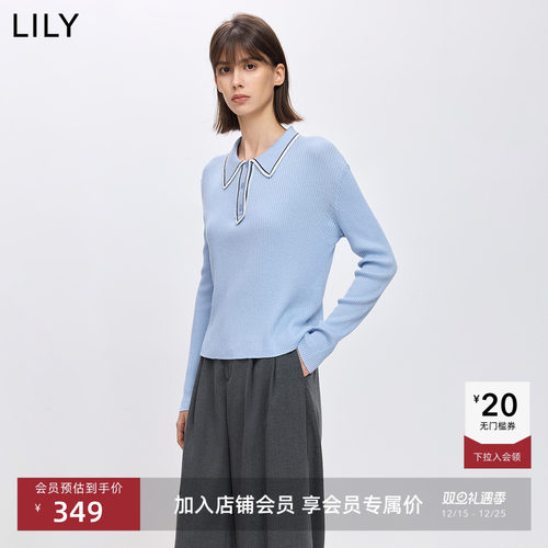 LILY通勤撞色修身新款休闲针织衫