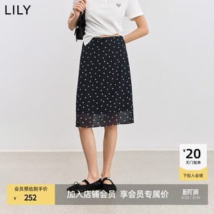 复古波点职业通勤百搭休闲直筒裙半身裙女 法式 LILY2025新款 经典