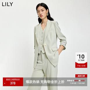 LILY2026夏新款女装松弛感简约休闲收腰气质通勤浅色长袖西装外套