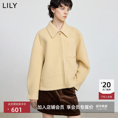 LILY羊毛混纺短款通勤毛呢外套