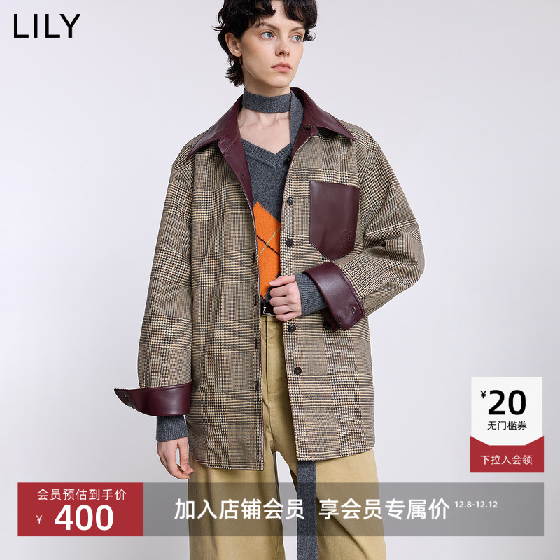 LILY两面穿格纹女装新款衬衫外套