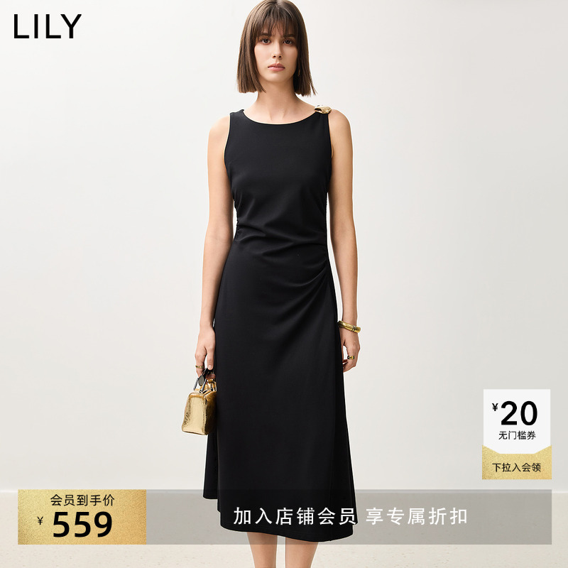LILY新款时髦简约时光小黑裙