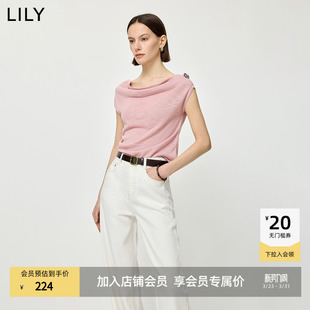 套头针织衫 气质通勤一字肩斜肩荡领休闲薄款 女 法式 LILY2026夏新款