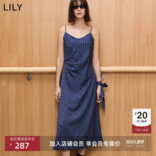 LILY收腰不对称女装吊带连衣裙