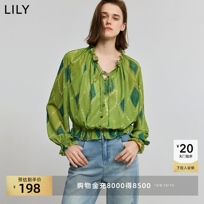 LILY套头收腰腰果花系复古雪纺衫