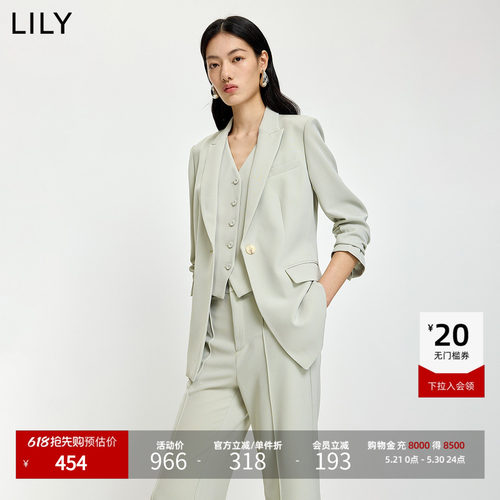 LILY通勤收腰长袖浅色简约西装