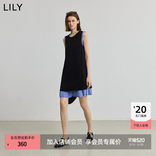 LILY设计感无袖女装圆领连衣裙