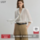 女装 铜氨丝法式 条纹飘带领休闲通勤长袖 LILY2025新款 米色衬衫