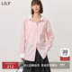 条纹撞色拼接落肩百搭粉色衬衫 女装 商场同款 LILY2025新款