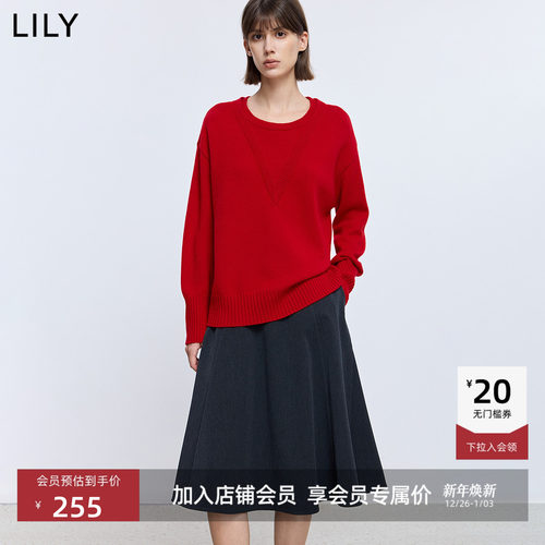 LILY混纺假两件复古套头针织衫