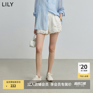 短裤 女 抽绳松紧腰宽松休闲裤 LILY2025新款 ART系列 商场同款