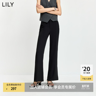 简约气质修身 女长裤 开叉休闲通勤浅色西装 微喇裤 裤 LILY2026夏新款