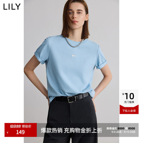 LILY女上衣短袖弹力通勤百搭T恤