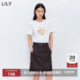 LILY2026春新款 T恤内搭上衣女 简约撞色猫咪图案休闲白色圆领短袖