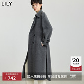 格雷系气质通勤腰带毛呢大衣外套长款 100%羊毛LILY2025冬新款 女装