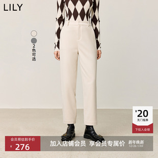 LILY冬新款 商场同款 女装 百搭直筒裤 女 针织锥形裤 加厚磨毛