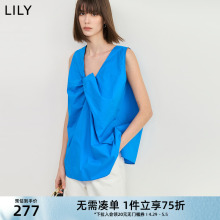 套头衫 LILY2024夏新款 通勤款 舒适全棉设计感正反两穿时尚 上衣 女装