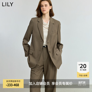 外套西服 含绵羊毛精纺复古老钱风休闲通勤西装 LILY2025新款 女装