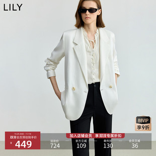 外套女 西装 LILY2025秋新款 莱赛尔亚麻老钱风休闲百搭职业通勤长袖