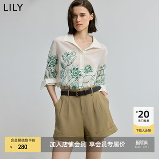 醋酸混纺撞色绣花衬衫 LILY2025夏新款 商场同款 外套女 ART系列