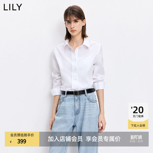 老钱风条纹纯色宽松休闲衬衫 女装 LILY2026春新款 外套 商场同款