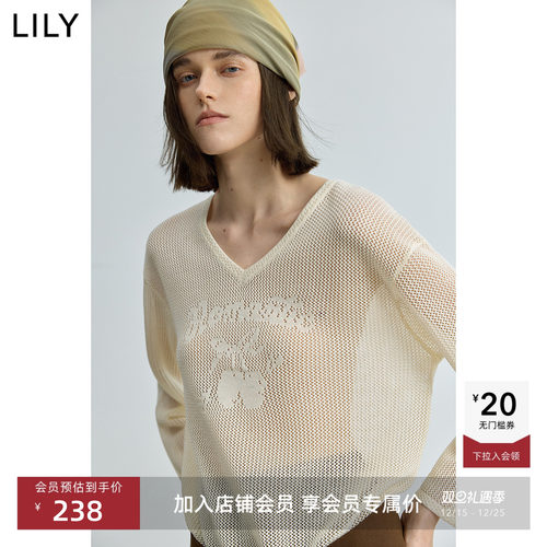 LILY绵羊毛V领波西米亚针织罩衫