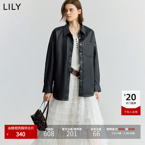 LILY通勤翻领工装复古夹克外套