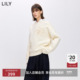 LILY2026春秋新款 女装 立体花朵珍珠落肩宽松纯色圆领无帽套头卫衣