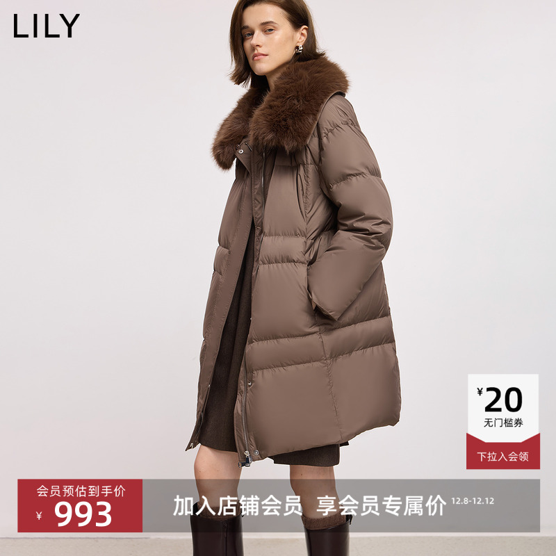 LILY鸭绒被通勤可拆卸复古羽绒服