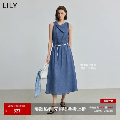 LILY收腰无袖法式女装新款连衣裙
