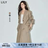 LILY2024春新款女装商务通勤款复古简洁一粒扣职业休闲西装外套女