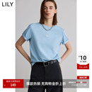 凉感T恤LILY25新款女装索罗娜宽松弹力抗菌夏日刺绣圆领流行短袖