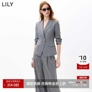 LILY2026秋新款格雷系休闲气质通勤百搭收腰七分袖西装外套女西服