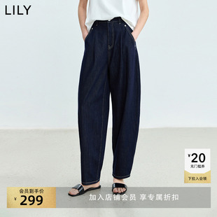 复古牛仔裤 LILY2025新款 高腰显瘦休闲长裤 透气莱赛尔香蕉裤 女装