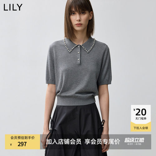 LILY通勤短袖芭蕾风新款针织衫